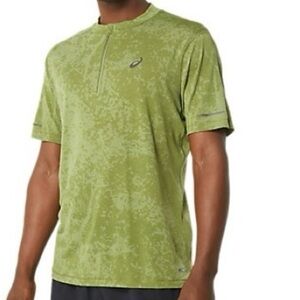 ASICS Green Quarter Zip Short‎ Sleeve Running Shirt Actibreeze Size Small